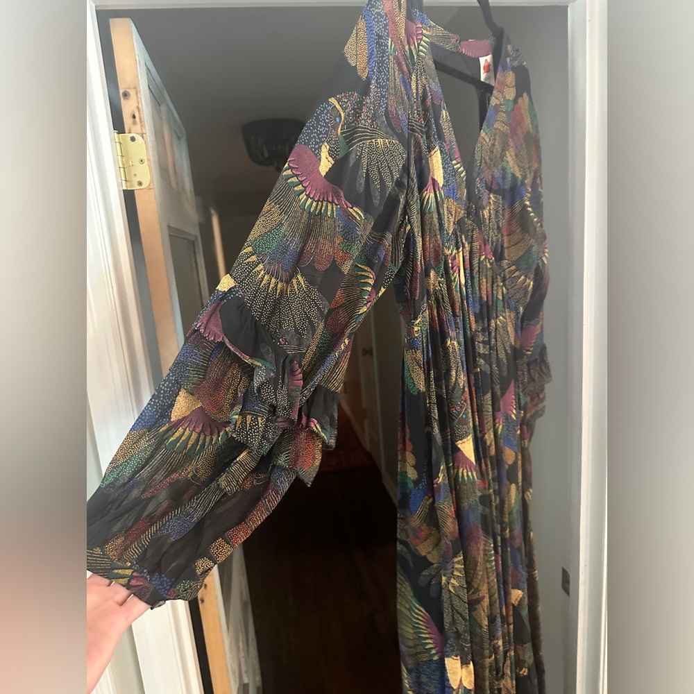 Borogodo Toucan Maxi Dress size Large open back - Picture 7 of 10